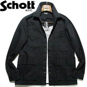 新品▼ 未使用　春物　ショット　カバーオールジャケット　黒　ブラック　Schott　シャツジャケット　Lサイズ
