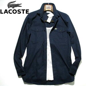 定価17600円▼ 新品 未使用　ラコステ　長袖シャツ　紺　ネイビー　Mサイズ　LACOSTE　ワニパッチ　ワンポイント　ラコステジャパン