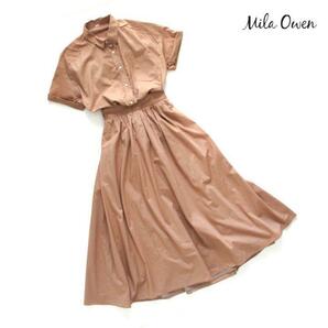 ミラオーウェン Mila Owen■未使用タグ付き シャツ ワンピース ゴム ロング ブラウンの画像1