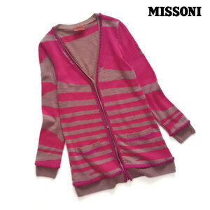 24-0009 ミッソーニ MISSONI■ウール混 ニット カーディガン ピンク