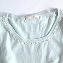 美品 さらり エニィスィス anySiS 組曲 株)オンワード樫山 ■ 春 夏 ビーズ刺繍 レーヨン アンサンブル ツイン セット 38 9号 水色_画像2