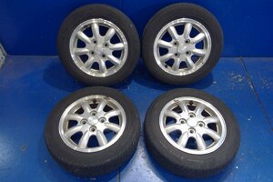 (H)ダイハツ 純正 アルミホイール 8スポーク USA 13インチ 4.50B タイヤ 155/65R13 山有 4本セット ムーヴ ジーノ ミラ [2401569]