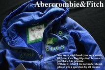 レア　正規品　新品未使用 Abercrombie & Fitch 　アバクロンビー＆フィッチ 　デストロイドワッペン裏起毛厚手フーディー　BLUE　Lサイズ_画像9