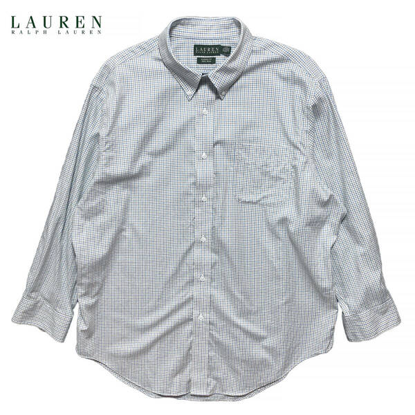 USA 古着 ローレン ラルフローレン コットン チェック柄 長袖シャツ ブルー系 メンズL相当 カジュアルシャツ LAUREN RALPH LAUREN BG0733