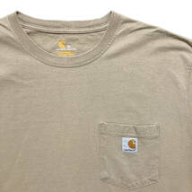 USA 古着 半袖 Tシャツ カーハート Carhartt ロゴ ポケT ベージュ メンズXL BA2423_画像3