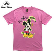 90S USA製 古着 半袖 Tシャツ ディズニー ミッキーマウス ヴィンテージ ピンク メンズM Disney BA2437_画像1
