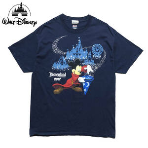 USA 古着 半袖 Tシャツ ディズニー ミッキーマウス ファンタジア ネイビー 紺色 メンズXL Disney BA2439