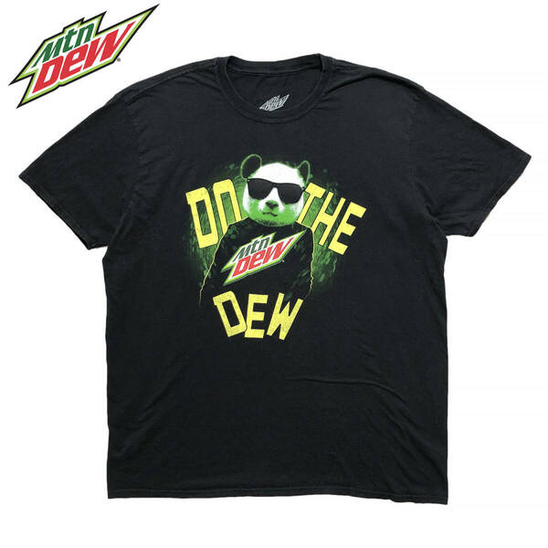 USA 古着 マウンテンデュー サングラス パンダ キャラクター Tシャツ メンズXL ブラック MOUNTAIN DEW BA2472