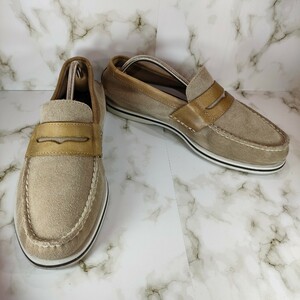 美品 人気 Sperry Top-Sider スペリートップサイダー ローファー コインローファー 26.5cm メンズ スエード 細見シルエット ベージュ 茶系