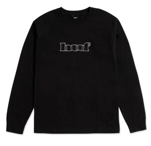 HUF*ハフ*US:XXL[CERTIFICATE]ブラック/胸ロゴ　長袖クルーTシャツ