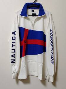 【新品タグ付】90s NAUTICA ハーフジップ スウェットシャツ XLサイズ相当 ノーティカ hiphop　オフホワイト 