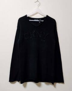 DKNY цельный Logo свитер M размер соответствует вязаный Donna Karan New York 