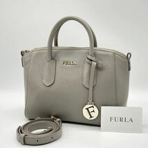 【極美品】FURLA フルラ TESSA テッサ ハンドバッグ 2way ショルダーバッグ 手持ち 手提げかばん 斜め掛け 冠婚葬祭 グレージュ EJ000111_画像1