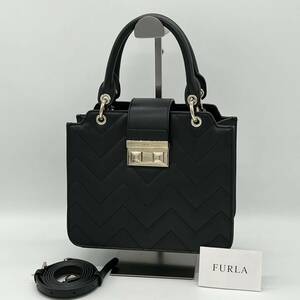 【極美品】FURLA フルラ BELLA ベラ ハンドバッグ 2way ショルダーバッグ 斜め掛け キルティング フォーマル シンプル ブラック GJ000318A