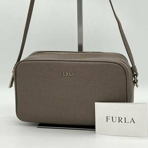 【美品】FURLAフルラ LILLI リリー ポシェット サコッシュ ショルダーバッグ 斜め掛け 肩掛け フォーマル シンプル グレージュ EE000317