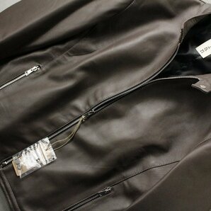 【Delan】デラン 魅力的ニュアンスカラーのトープ色シングルライダースジャケット 52 新品未使用 14万円程度