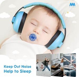 【赤ちゃんの耳を守る】 防音イヤーマフ 耳当て 騒音軽減 遮音 聴覚保護 青