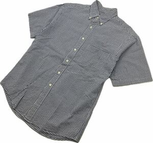 90s ☆ LANDS END ブルー ギンガムチェック 半袖 ボタンダウン シャツ M 春夏 綺麗め◎ アメカジ アメトラ 古着 ランズエンド■S3109