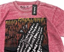 タグ付 未使用 ☆ Hurley スカル ハンド プリント 半袖 Tシャツ 製品染め レッド ピンク S サーフ スケボー ストリート ハーレー■S3037_画像2