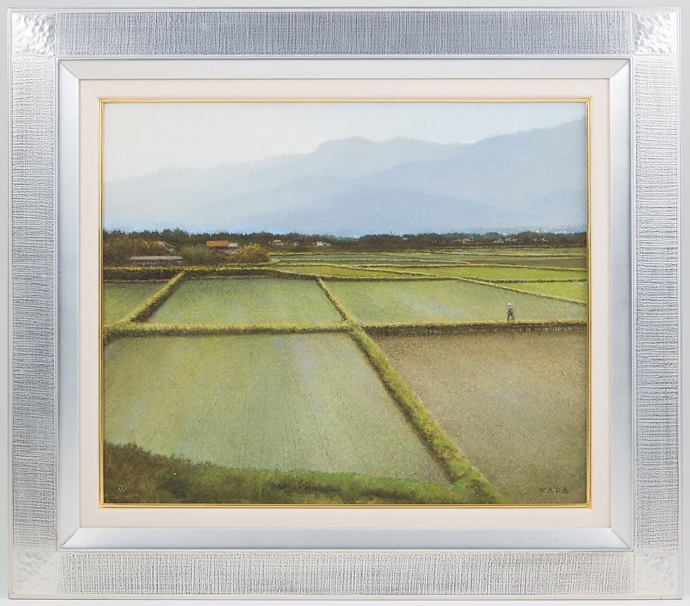 [1on1] Shinsaku Toru Wada Scent of the Wind (Looking at Ariake) Oil Painting on Canvas No. 8 Framed / Tatekikai Doujinshi, painting, oil painting, Nature, Landscape painting