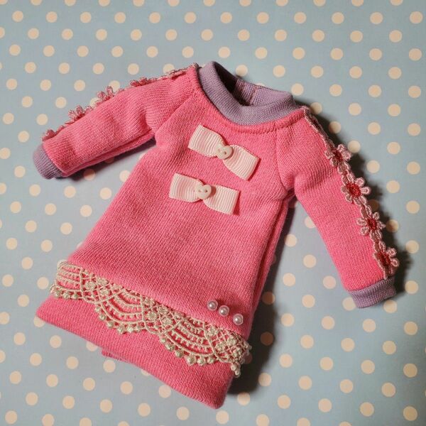 ドール服★ピンクのワンピース(22cmドールサイズ)