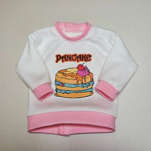ドール服★PANCAKEの長袖Tシャツ(白×ピンク)40cmドールサイズ