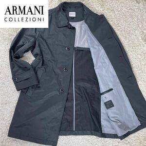 1円〜 【極美品！】 アルマーニコレッツォーニ ARMANICOLLEZIONI メンズ ビジネス ステンカラーコート ロング 防水 50 L〜XL 