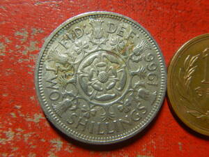 外国・イギリス／１フローリン（２シリング）白銅貨：チューダー家の薔薇（1966年）　240309