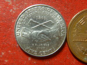 外国・USA／ジェファーソン５セント白銅貨：ルイジアナ買収（2004年P）　240216