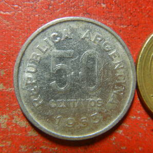 外国・アルゼンチン／５０センタボ・ニッケル張りスチール貨：ホセ・デ・サン＝マルティン（1953年） 240326の画像2