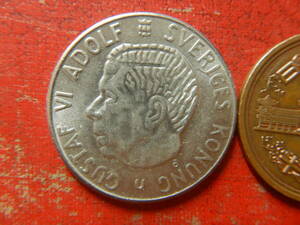 外国・スウェーデン／１クローナ白銅貨：グスタフ６世（1970年）　240330