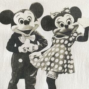 80s 90s ビンテージ USA製 Disney ディズニー Mickey Mouse Minnie Mouse ミッキー マウス ミニー マウス モノクロ フォト Tシャツ Lの画像3