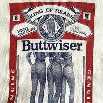 90s ビンテージ USA製 JOE BOXER Buttwiser KING OF REARS プリント Tシャツ 白 ONE SIZE 90年代 アメリカ製_画像3