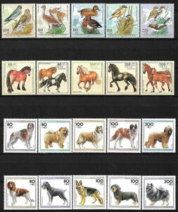 ★1995~1998年 -ドイツ- 「鳥、馬、犬」各5種完 - 未使用(MNH)(SC$40.-)★ZG-422