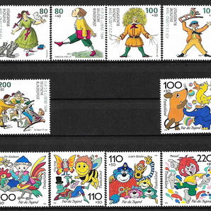 ★1994-1998年 -ドイツ- かわいい切手「おとぎ話 シリーズ」5種完+5種完 未使用(MNH)(SC$22.-)★ZH-343の画像1