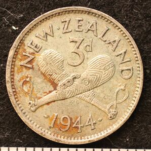 KM#7/ニュージーランド ジョージ6世 3ペンス銀貨（1944）1.4g, 16.3mm[3794]コインの画像2