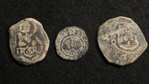 中世～近世スペイン銅貨いろいろ3枚セット！フェリペ4世、カトリック両王他[E493]コイン