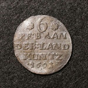 KM#568/ドイツ連邦 ブランデンブルク＝プロイセン6ペニヒ銀貨（1691年）フリードリヒ3世時代[E2093]コイン