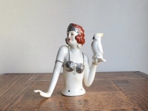 アンティーク デザイン ハーフドール 女性陶器オブジェ ピンクッションドール 人形 ヴィンテージ フィギュア 置物