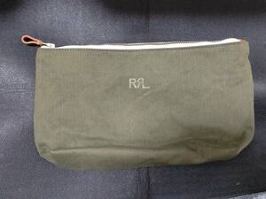 未使用 RRL キャンバスポーチ 小物入れ ダブルアールエル ビンテージ加工 カーキ色