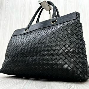 ■美品■BOTTEGAVENETA ボッテガヴェネタ トートバッグ ハンド イントレチャート レザー メンズ レディース ビジネス ブラック