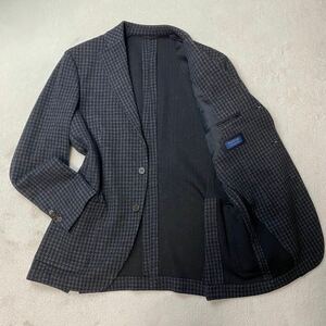 希少L相当 極美品 リングジャケット Blue Grigio by Ring jacket テーラードジャケット ブレザー 千鳥格子柄 ウール チャコールグレー