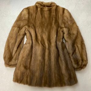 美品 Sable FUR セーブル ファー 毛皮コート ファーコート リアルファー 13号 ブラウン 茶 裏地花柄 刺繍 岐阜毛被の画像6