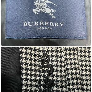 希少L/極美品★ BURBERRY LONDON【極上シルク素材】バーバリーロンドン 千鳥格子柄 トレンチコート ロング丈 ベルト付 メンズ グレー 春秋の画像8