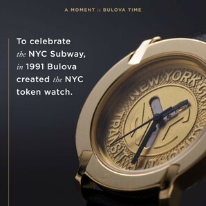 〓未使用 BULOVA ブローバ ニューヨーク地下鉄1991年記念 トークン腕時計 TOKEN WATCH ケース付き 電池切れ ξの画像1