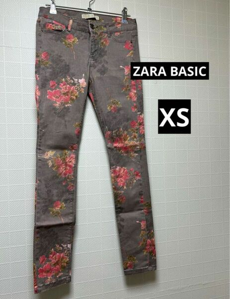 ZARA BASIC 花柄 ストレッチパンツ　XS