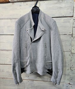 Scye × Loopwheeler Sweat Double Riders Jacket Men's Grey Sa Loopwiller