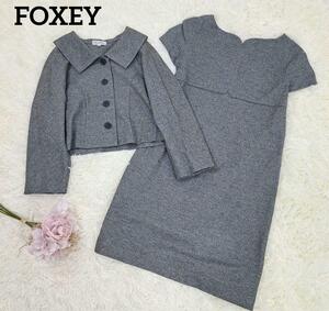 FOXEY Foxey setup formal One-piece suit tweed ensemble gray lady's 