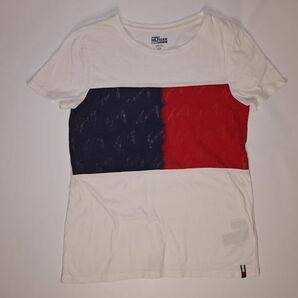 TOMMY HILFIGER DENIM Tシャツ 半袖 レディース XS相当 S/P 白 赤 青 トミーヒルフィガー デニム 中古・古着の画像1