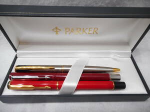 ◇パーカー　PARKER　万年筆　ボールペン　おまとめ3点　筆記具　USED品　箱入り